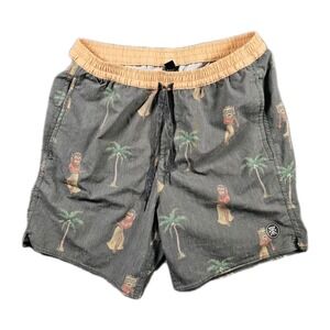 Roark Revival Hula Tiki Board Shorts Mens Small RB331 Palm Print Swim‎ Trunks